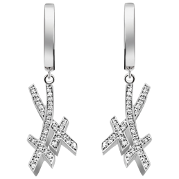 Earrings Swords Pavé, 750 white gold, 70 brilliants approx. 0,34 ct, TW, VSI, full cut good
