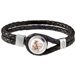 Leather bracelet Chinoiserie, 925 sterling silver