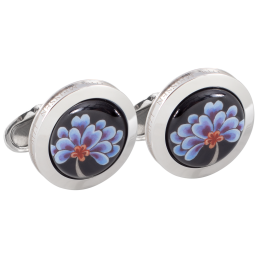 Cufflinks Blue Blossom, 925 sterling silver