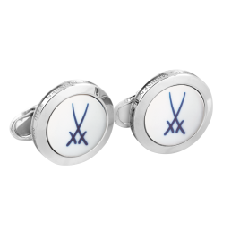 Cufflinks Trademark Swords in cobalt blue, 925 sterling silver, 2,2 x 4 cm