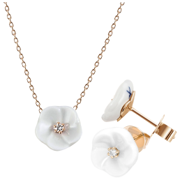 Set Royal Blossom Basic Earrings & Collier, 750 rose gold
