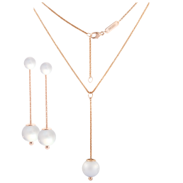 Set Pearl Collection Pure White, Earrings & Collier 63 cm, 750 rose gold