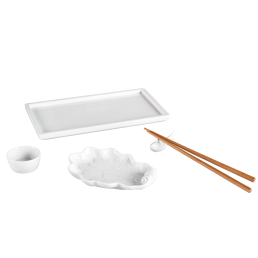 Sushi set 1, 6-pcs for 1 person, Cosmopolitan, Swan dessin, white