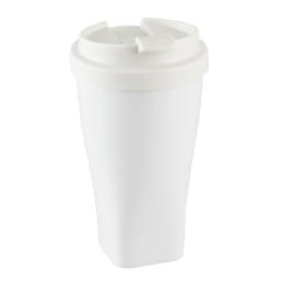 Coffee to go mug with plastic lid, Shape "nova", white, V 0,35 l