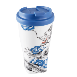 Coffee to go mug with plastic lid, Shape "nova", Fortune Dragon, V 0,35 l