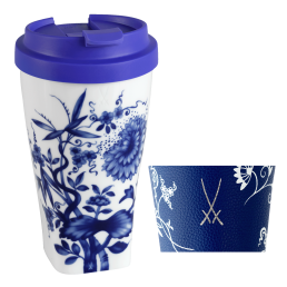 Coffee to go mug with plastic lid and cuff, Shape "nova", "The Original", white V 0,35 l