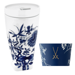 Coffee to go mug with porcelain lid and cuff, Shape "nova", "The original", white V 0,35 l