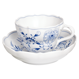 MEISSEN New Cutout Blue Onion Coffee Cup with Saucer