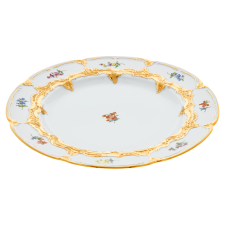 MEISSEN B-Form Gold Bronze Strewn Flowers Dinner Plate