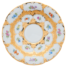 MEISSEN B-Form Gold Bronze Strewn Flowers Espresso Cup with Saucer