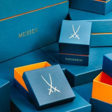 MEISSEN B-Form Gold Bronze Strewn Flowers Espresso Cup with Saucer