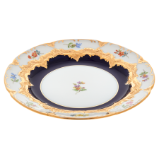 MEISSEN B-Form Royal Blue Gold Bronze Strewn Flowers Bread