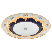 MEISSEN B-Form Royal Blue Gold Bronze Strewn Flowers Dessert plate