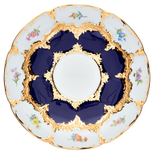 MEISSEN B-Form Royal Blue Gold Bronze Strewn Flowers Coffee Cup