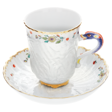 MEISSEN Swan Service Indian Flower Branch Coffee Cup & Saucer