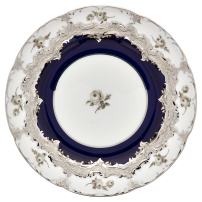 MEISSEN B-Form Royal Blue Gold Bronze Strewn Flowers Dinner Plate
